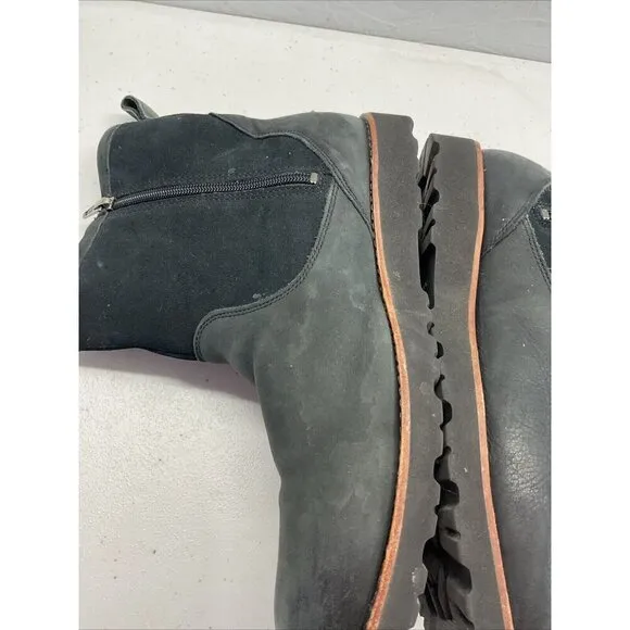 Ugg Hendren  Boots Men’s US 12 Black Leather Waterproof  1008140  side zip