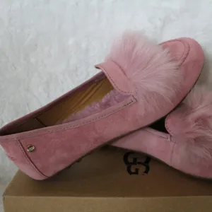UGG KALEY WISP SUEDE‎ SHEARLING SLIPPERS PINK NEW