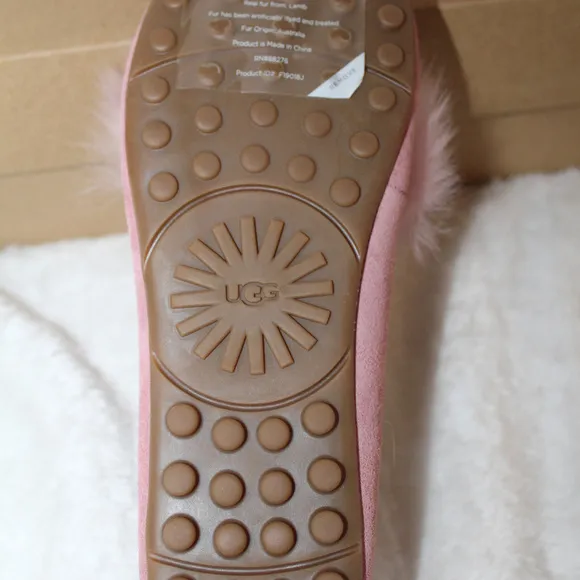 UGG KALEY WISP SUEDE‎ SHEARLING SLIPPERS PINK NEW