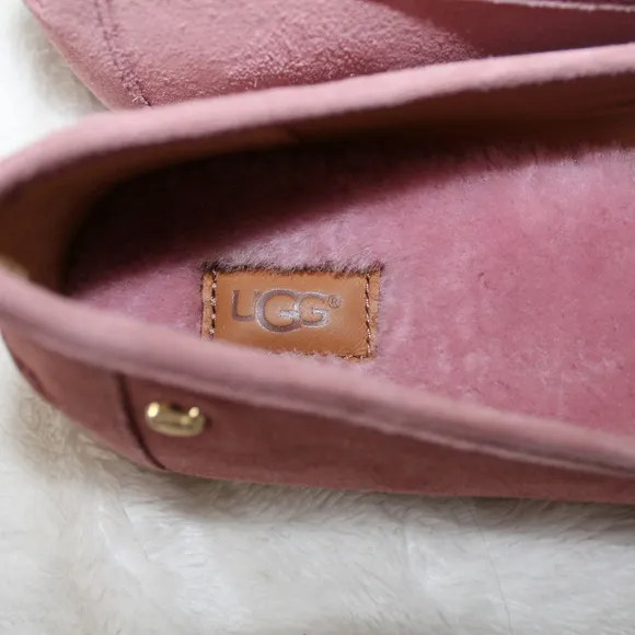 UGG KALEY WISP SUEDE‎ SHEARLING SLIPPERS PINK NEW