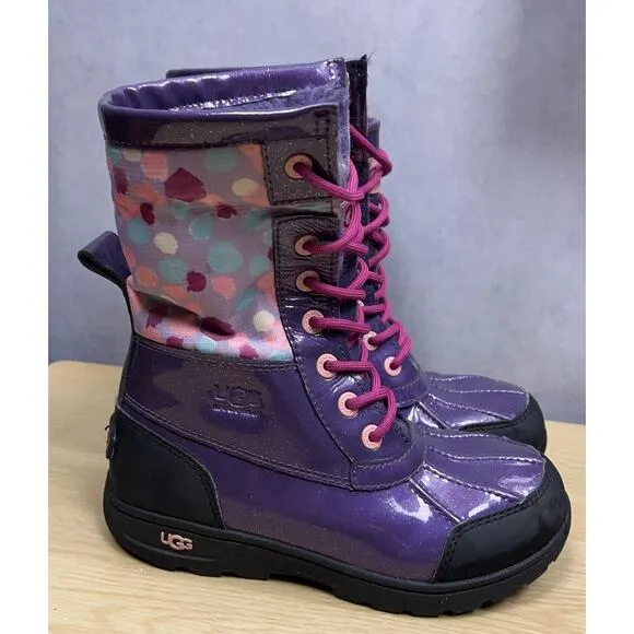 UGG Kids Butte II Boots 1005581K Purple Wool Lined Waterproof Snow Boots Size 2