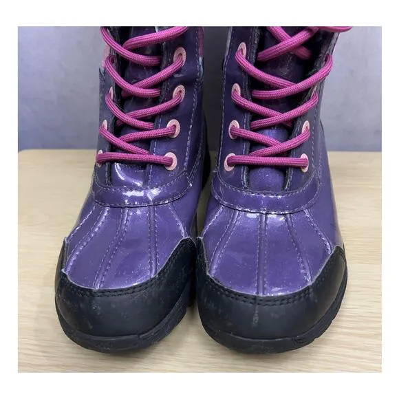 UGG Kids Butte II Boots 1005581K Purple Wool Lined Waterproof Snow Boots Size 2