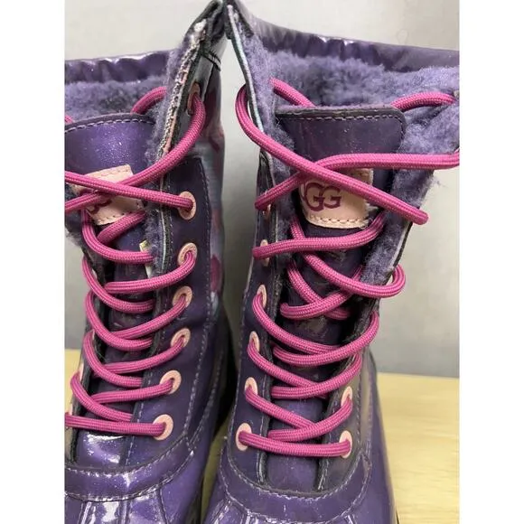 UGG Kids Butte II Boots 1005581K Purple Wool Lined Waterproof Snow Boots Size 2