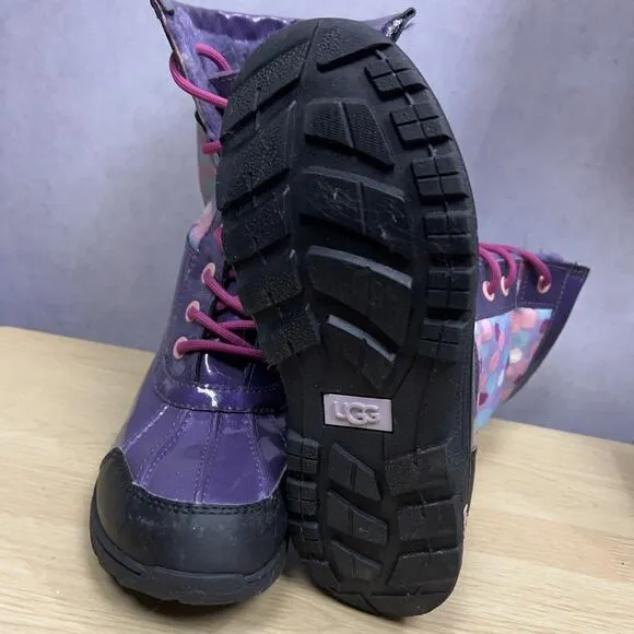 UGG Kids Butte II Boots 1005581K Purple Wool Lined Waterproof Snow Boots Size 2