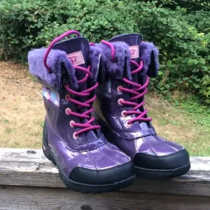 UGG Kids Butte II Boots 1005581K Purple Wool Lined Waterproof Snow Boots Size 2