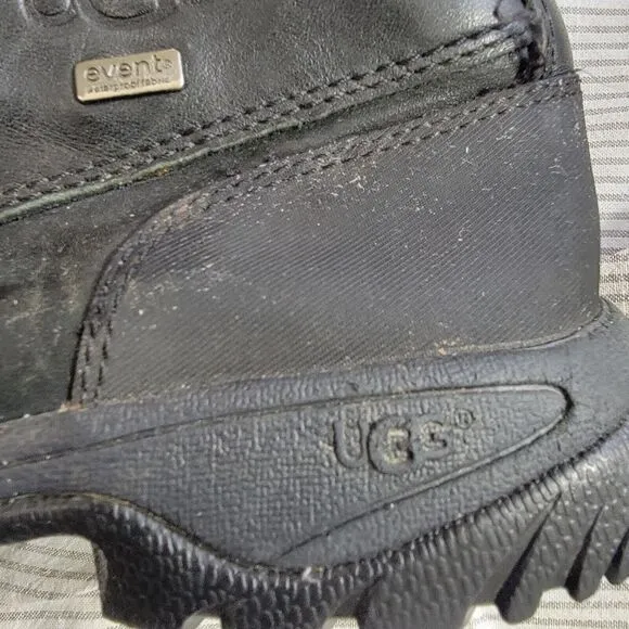 UGG Kids Butte Winter Boots Black Leather Insulated Waterproof Size 3 S/N 5209
