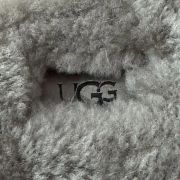 UGG Leather &amp; Lambswool Fur Scuff Slippers Dark Brown &amp; Gray Closed Toe 10 NWB