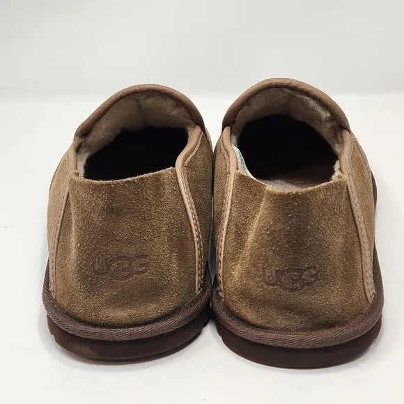 UGG Men Cooke Brown Suede Slippers Size 11 Wool Lined Indoor Outdoor Slip On