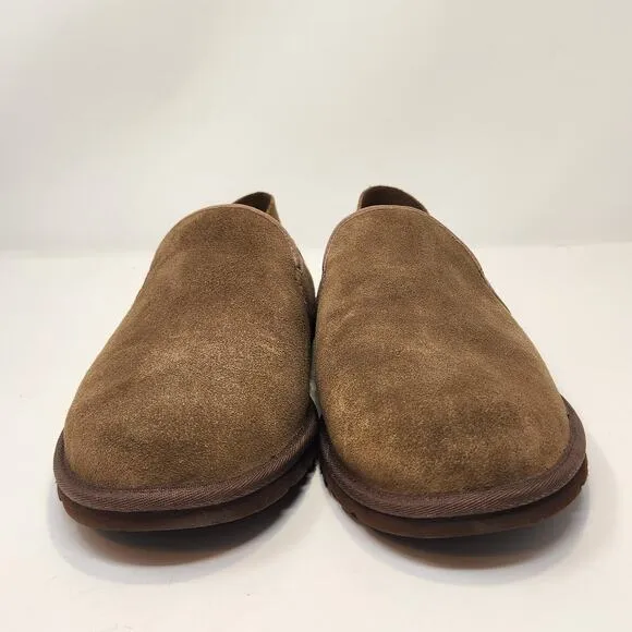 UGG Men Cooke Brown Suede Slippers Size 11 Wool Lined Indoor Outdoor Slip On