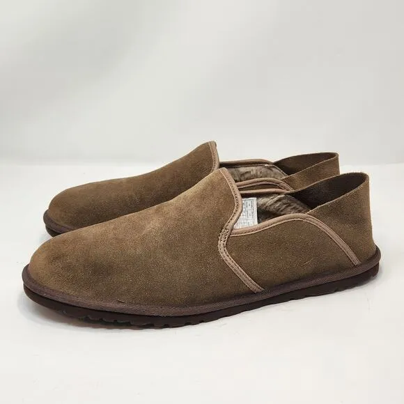 UGG Men Cooke Brown Suede Slippers Size 11 Wool Lined Indoor Outdoor Slip On