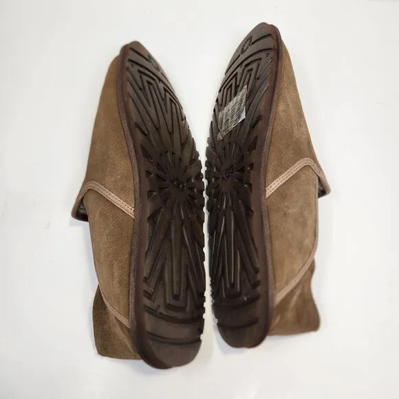 UGG Men Cooke Brown Suede Slippers Size 11 Wool Lined Indoor Outdoor Slip On