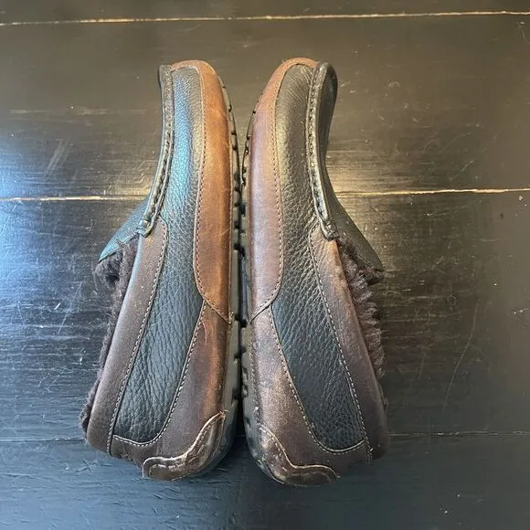 Ugg Men's Ascot Brown Slippers Fully Lined Brown Faux Fur Size 9 US