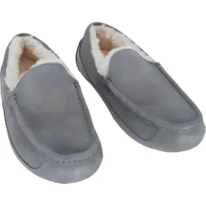 UGG Men's Ascot Grey Slippers with Comfort Sheepskin Lining, Size 8 US