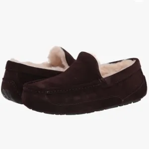 UGG mens  Ascot suede shearling slippers Espresso sz 8