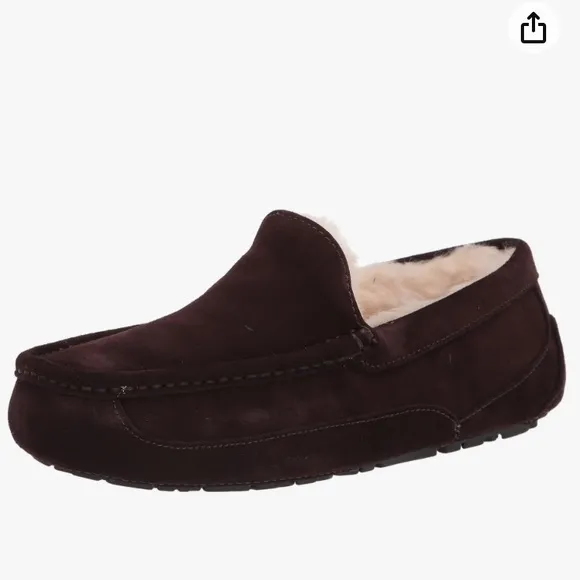 UGG mens  Ascot suede shearling slippers Espresso sz 8