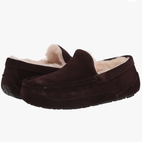 UGG mens  Ascot suede shearling slippers Espresso sz 8