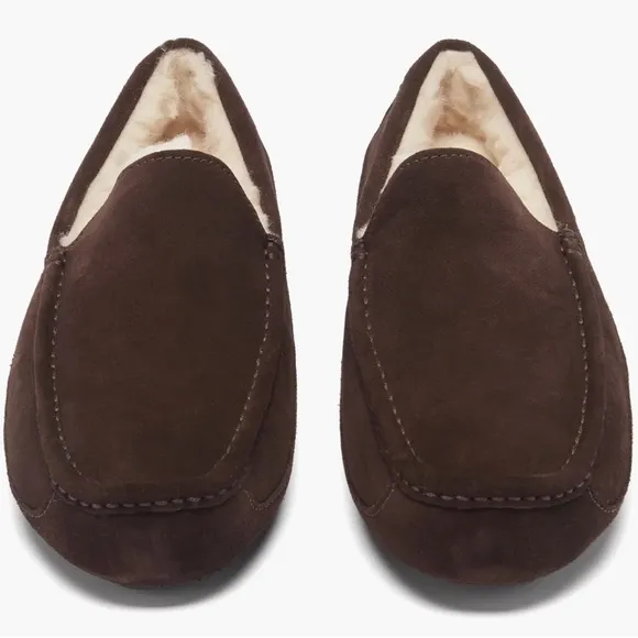 UGG mens  Ascot suede shearling slippers Espresso sz 8