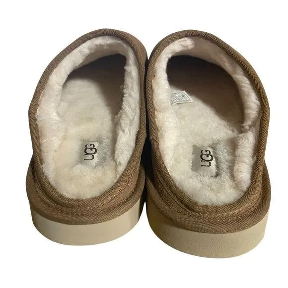 UGG Mens Classic Slip-On Suede &amp; Sheepskin Lined Slippers Size 13 Tan