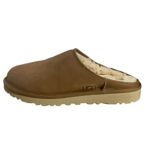 UGG Mens Classic Slip-On Suede &amp; Sheepskin Lined Slippers Size 13 Tan