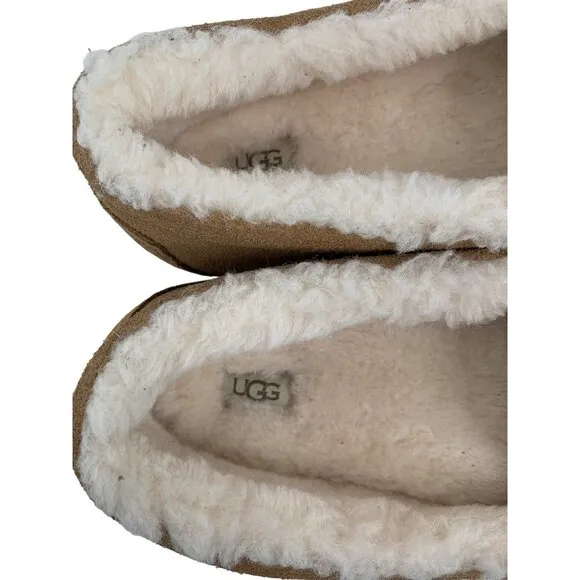 UGG Mens Corvin 18 Suede Sheepskin Moccasin Loafer Moc Chestnut Size 18 EUC