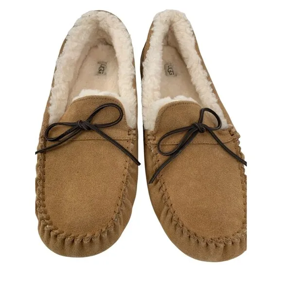UGG Mens Corvin 18 Suede Sheepskin Moccasin Loafer Moc Chestnut Size 18 EUC