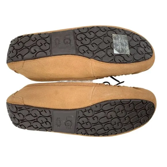 UGG Mens Corvin 18 Suede Sheepskin Moccasin Loafer Moc Chestnut Size 18 EUC