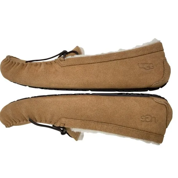 UGG Mens Corvin 18 Suede Sheepskin Moccasin Loafer Moc Chestnut Size 18 EUC