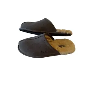 UGG Mens Gray Round Toe Sheepskin Suede Slip On Flat Slippers Size 9