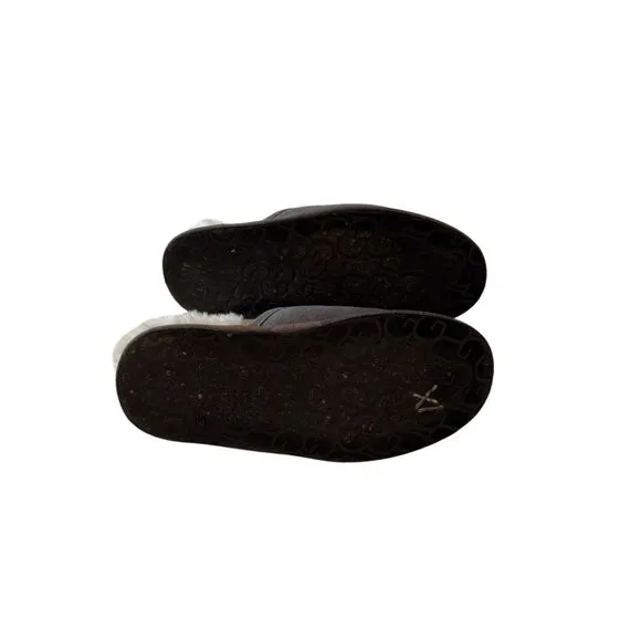 UGG Mens Gray Round Toe Sheepskin Suede Slip On Flat Slippers Size 9