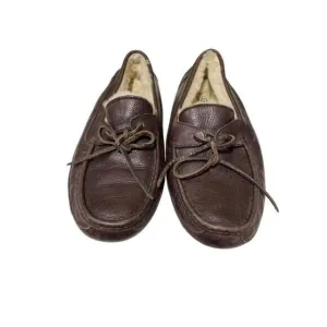 Ugg Mens Leather &amp; Sheepskin Lined Moccasin Slippers 10