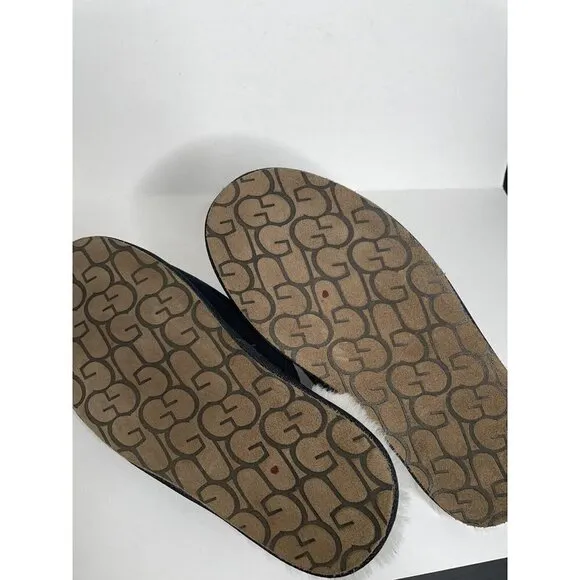 UGG Men's SCUFF Slip On Black Suede Slippers Sleep Fur Comfort EU 41 US 8 NWT
