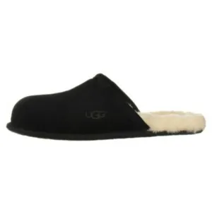 UGG Men's SCUFF Slip On Black Suede Slippers Sleep Fur Comfort EU 41 US 8 NWT
