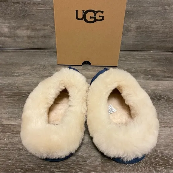 UGG | Moraene Sheepskin &amp; Suede Slippers In Navy Size 6 NEW