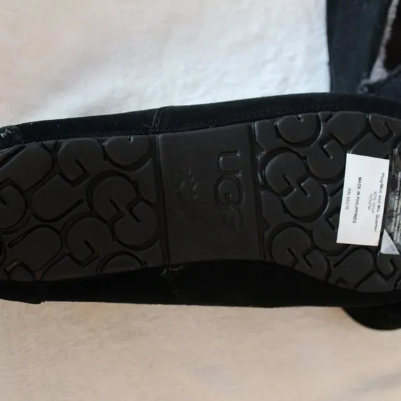 UGG NEW ASCOT WOOL SHEARLING SLIPPERS BLACK‎