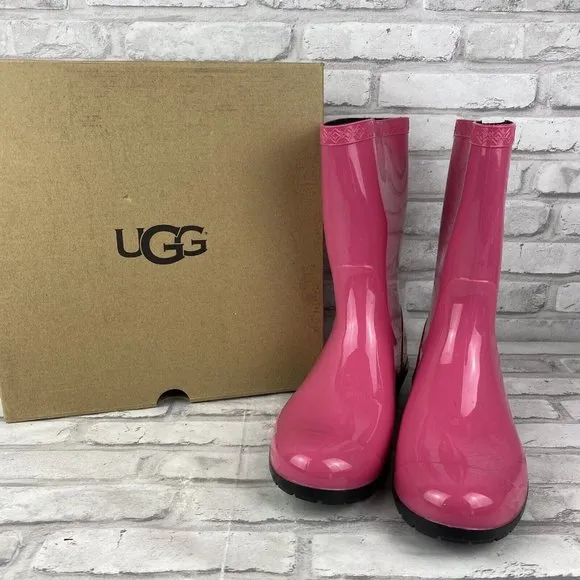 UGG Raana 1014340K Diva Pink Tall Pull Up Waterproof Mid Calf Rain Boots Girls 6