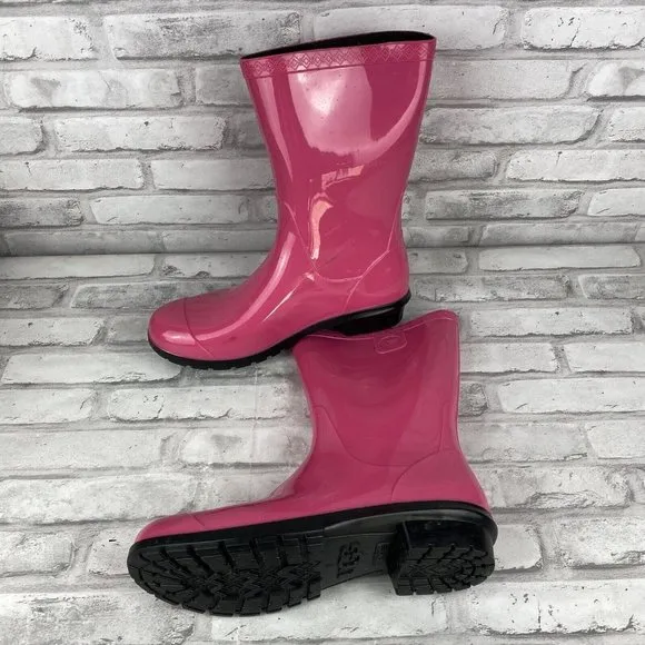 UGG Raana 1014340K Diva Pink Tall Pull Up Waterproof Mid Calf Rain Boots Girls 6