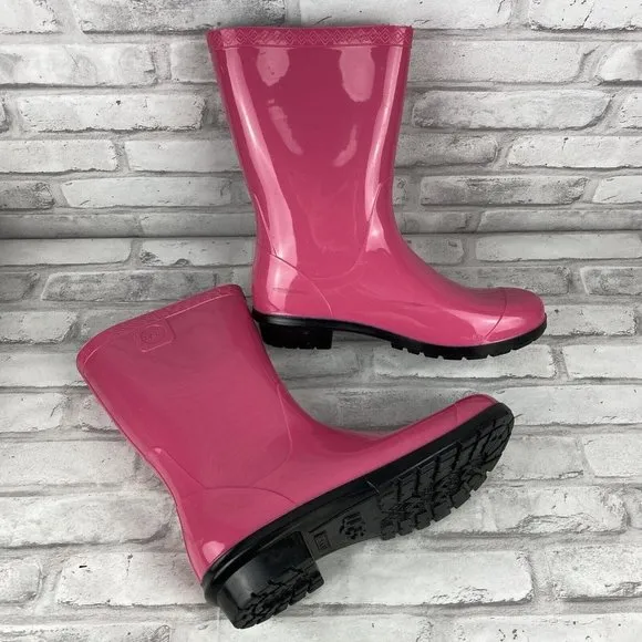 UGG Raana 1014340K Diva Pink Tall Pull Up Waterproof Mid Calf Rain Boots Girls 6