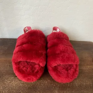 UGG Red Fluff Yeah Slide Slippers