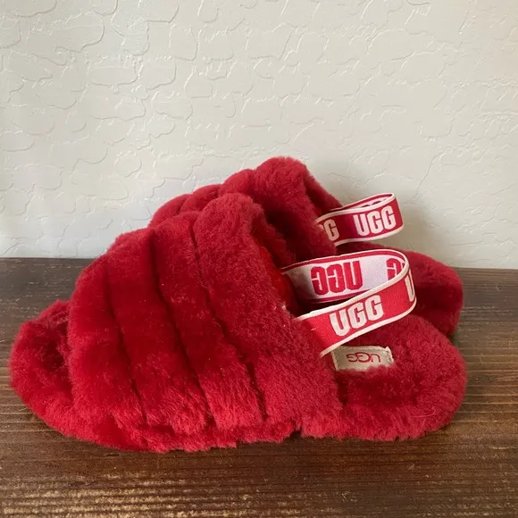 UGG Red Fluff Yeah Slide Slippers
