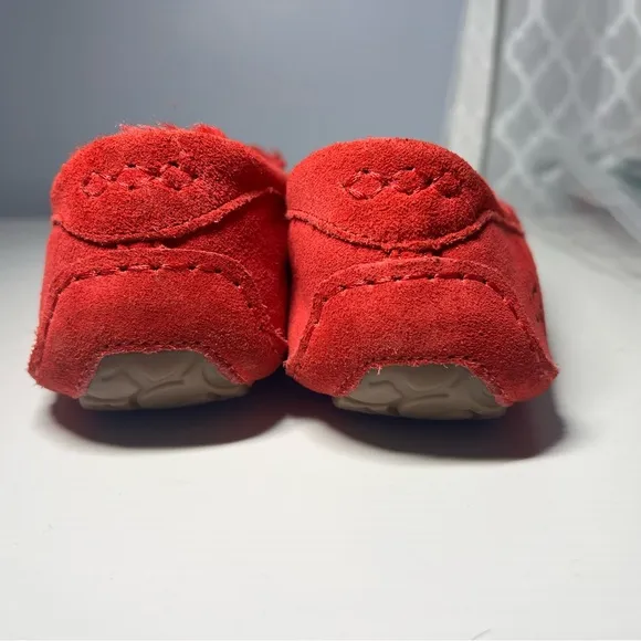 UGG Red Suede Slippers Plush Lining Slip-On