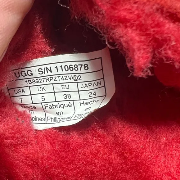 UGG Red Suede Slippers Plush Lining Slip-On