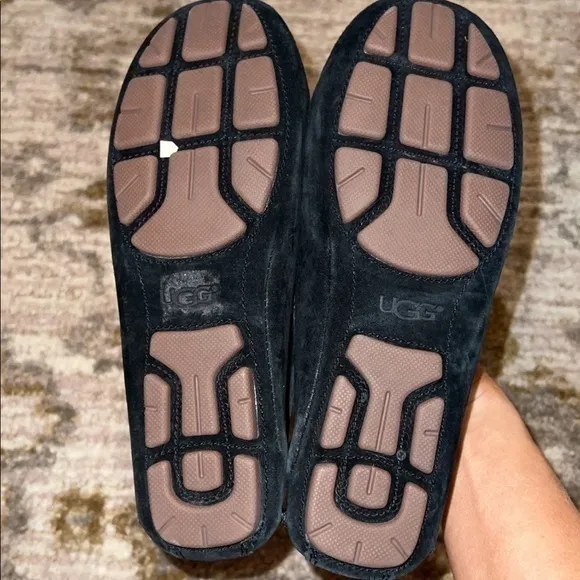 UGG Roni Black Suede Leather Slip On Slippers‎ Moccasins Casual Shoes