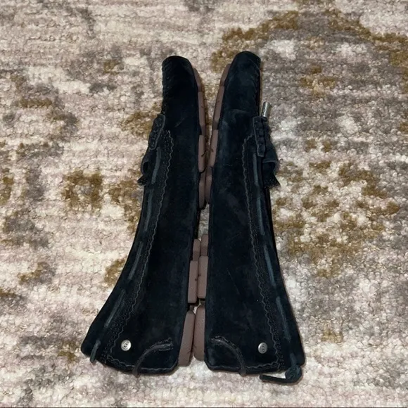 UGG Roni Black Suede Leather Slip On Slippers‎ Moccasins Casual Shoes