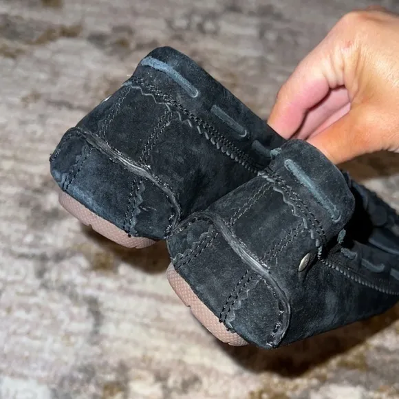 UGG Roni Black Suede Leather Slip On Slippers‎ Moccasins Casual Shoes