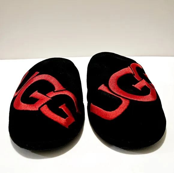 UGG Scuff Logo Suede Wool Indoor Size 11 Men's Slippers Black Sandals