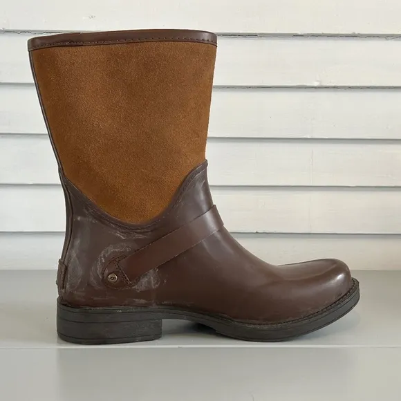 Ugg Sivada Chocolate Rain Boots Sz 41