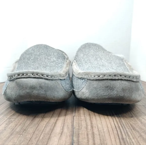 UGG Slippers Ascot Wool Gray Suede Moc Toe Moccasin Slip On Loafer Lined Men's 8