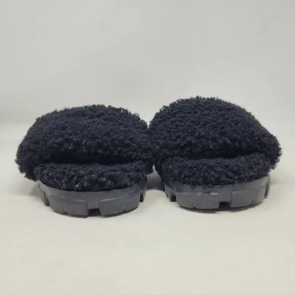 UGG Slippers Womens 7 Black Cozetta Curly Sheepskin Indoor Outdoor Shoe NEW