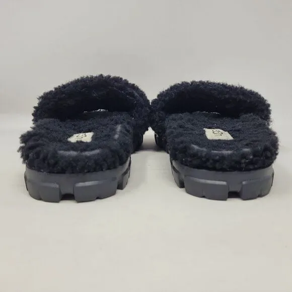 UGG Slippers Womens 7 Black Cozetta Curly Sheepskin Indoor Outdoor Shoe NEW
