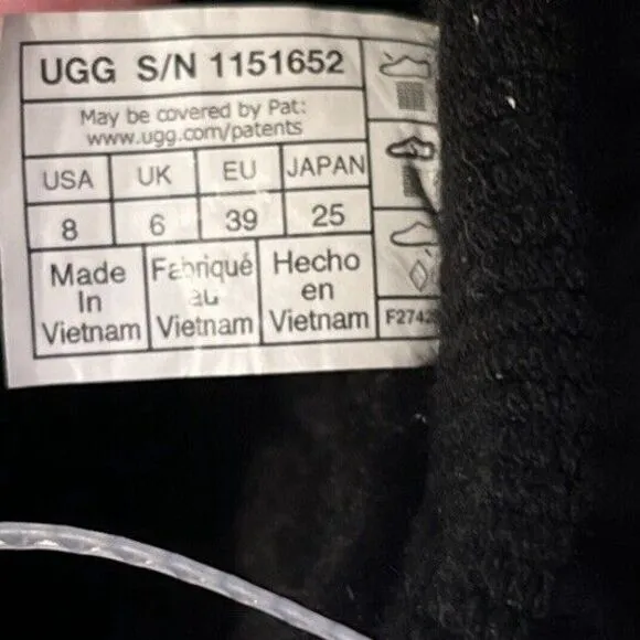 UGG Spaceslider Boots Women's 8 Chracoal Black Jersey Bootie Slippers Lined Cozy